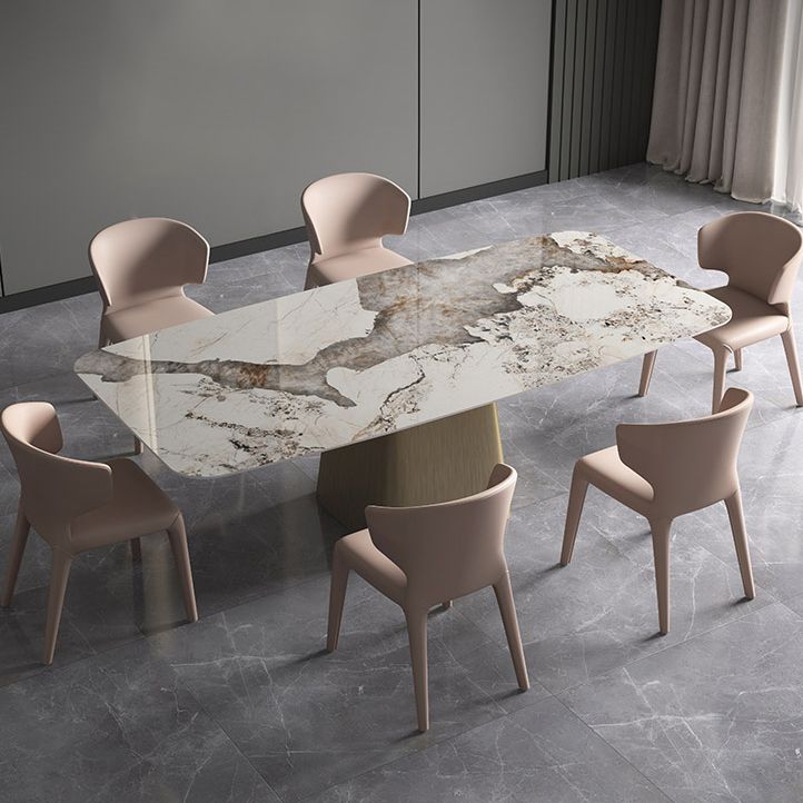 Nordic 1/4/7 Pieces Dining Set Sintered Stone Dining Table with Leather Chairs Clearhalo 'Dining Room Sets' 'Dining Tables & Seating' 'dining_room_set' 'furn' 'furn_dining_room_set' 'Furniture' 'furniture_dining_room_set' 'Kitchen & Dining Furniture' 1200x1200_f2e53c51-89fc-419e-a931-de65b3185440