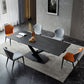 Rectangular Extendable Dining Table Modern Grey Stone Table Top for Dining Room