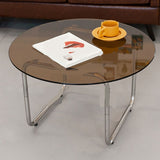 Modern Glass Coffee Table Round  Sled Coffee Table for Living Room