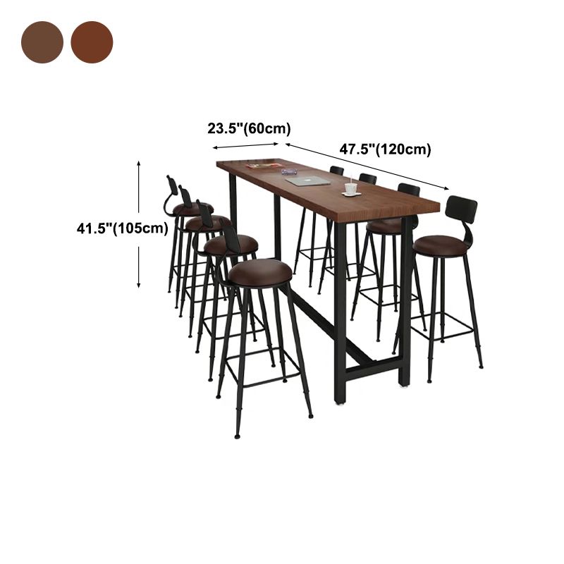 Brown Modern Bar Table Solid Wood Bar Table with Metal Base for Coffee Shop, Only Table Clearhalo 'Bar Furniture' 'Bar Tables' 'bar_tables' 'furn' 'furn_bar_tables' 'Furniture' 'furniture_bar_tables' 'Kitchen & Dining Furniture' 1200x1200_f2ea8278-8d70-4d79-9b77-57340c69f37f
