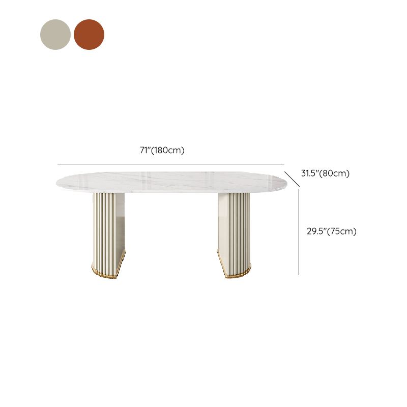 Glam Style Oval Table Sintered Stone Table with Metal Legs for Home Clearhalo 'Dining Tables & Seating' 'Dining Tables' 'dining_table' 'furn' 'furn_dining_table' 'Furniture' 'Kitchen & Dining Furniture' 1200x1200_f2eac072-043b-43f7-be20-6a4bc4b9d480