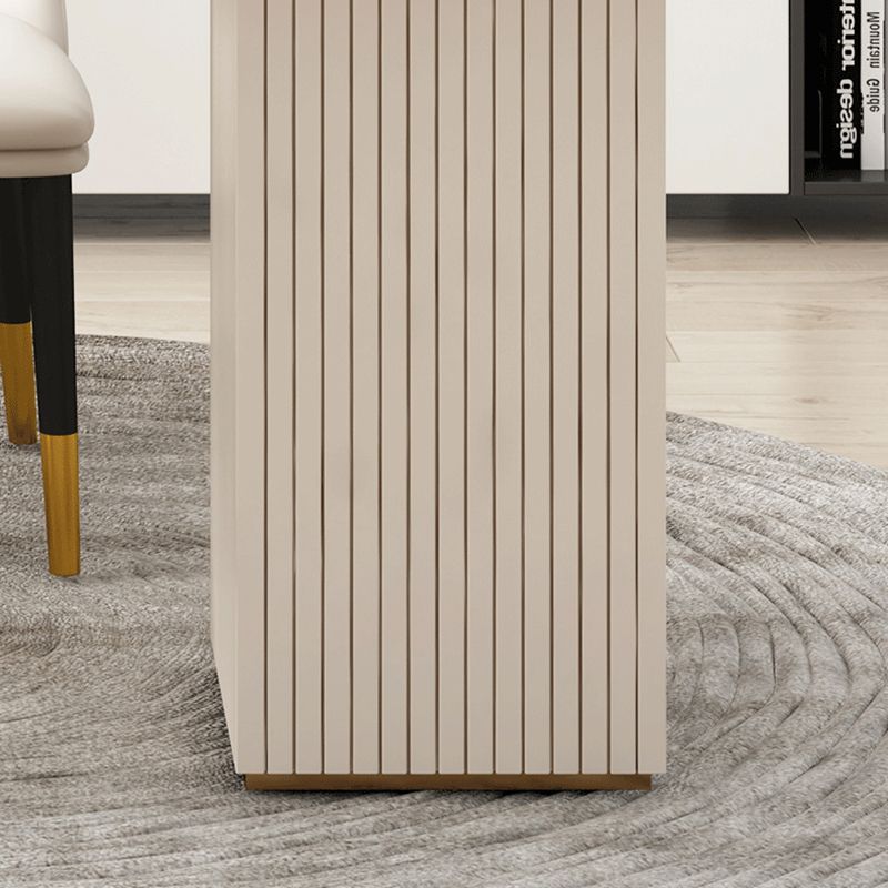 Escritorio de oficina de medio círculo de piedra Glam Stone 29.53 pulgadas de alto escritorio de escritura