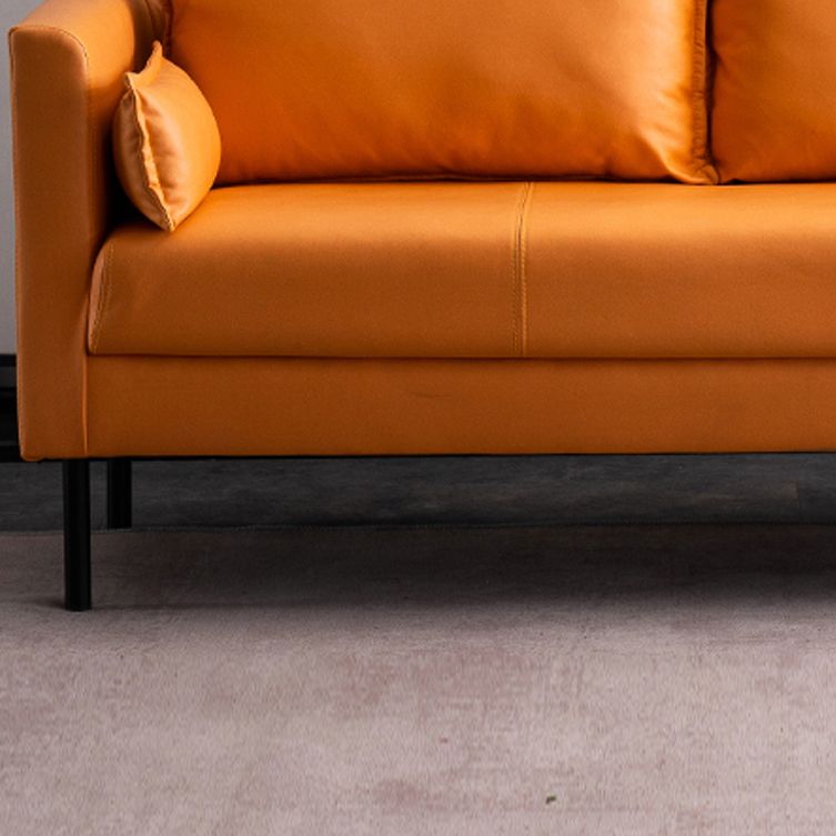 Scandinavian Faux Leather Sofa 29.52" High Tuxedo Arm Sofa with 2 Pillows Clearhalo 'furn' 'furn_sofas' 'Furniture' 'Living Room Furniture' 'Sofa' 'sofas' 1200x1200_f2ebdd7a-589a-4a24-8182-21b395a0606d