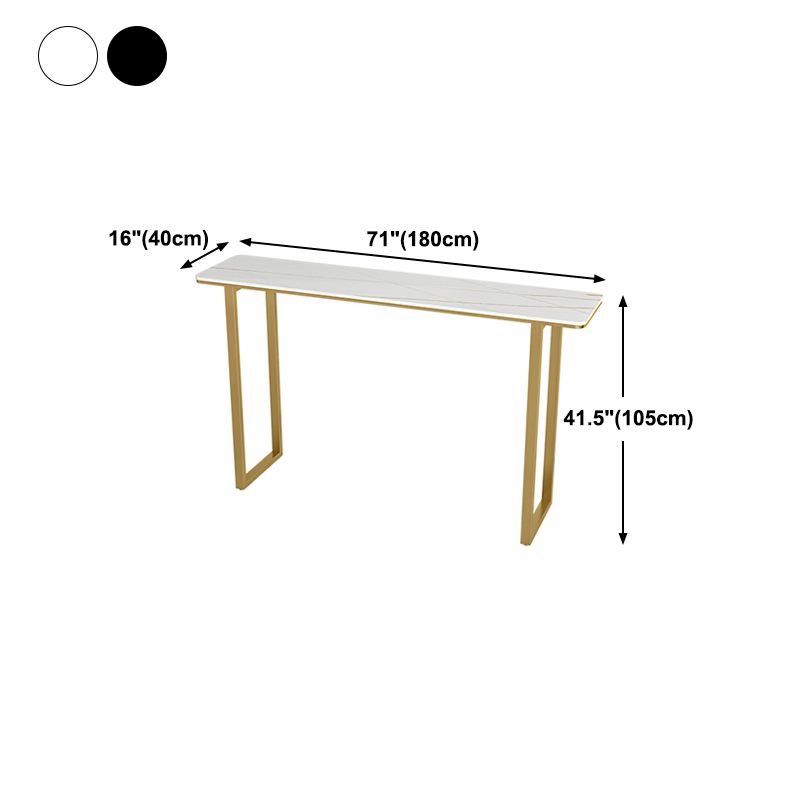 Glam Rectangle Stone Bar Table Indoor Iron Bar Dining Table with Sled Pedestal, Only Table Clearhalo 'Bar Furniture' 'Bar Tables' 'bar_tables' 'furn' 'furn_bar_tables' 'Furniture' 'furniture_bar_tables' 'Kitchen & Dining Furniture' 1200x1200_f2eed170-e01d-486e-b4dd-5bb6dd65f8f3