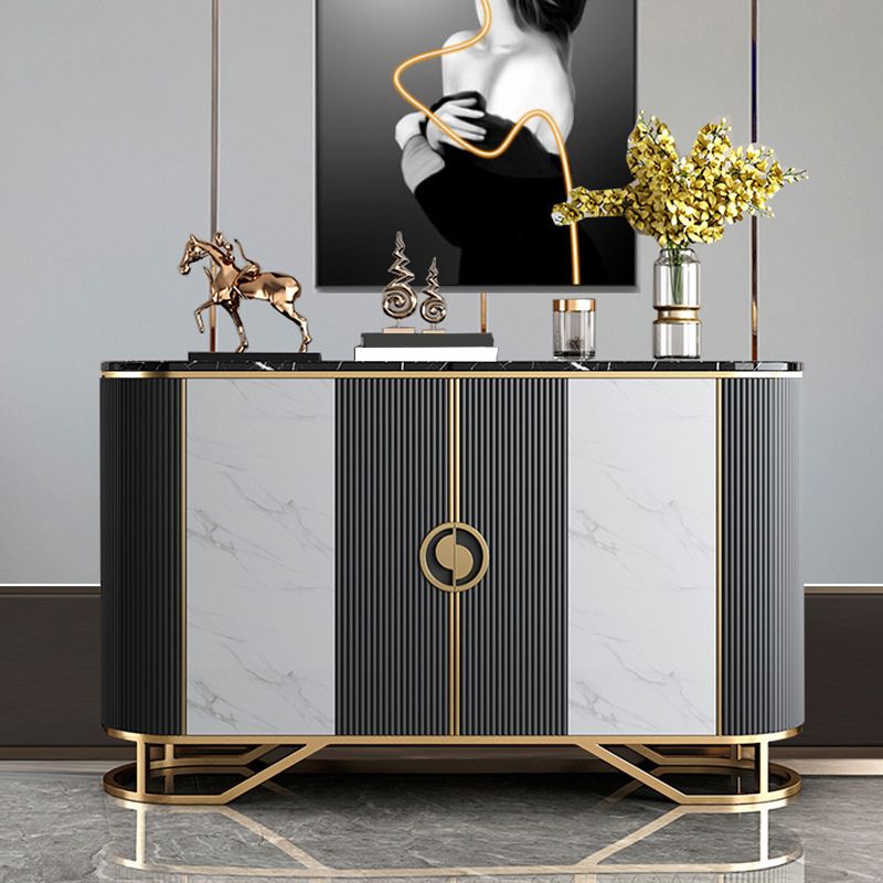Glamstil Sideboard Marmor Glastüren Seitenbrett mit Schränken
