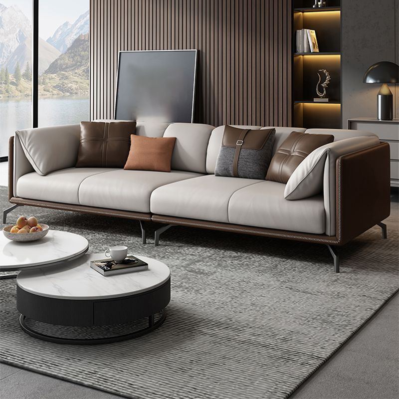 Transitional Genuine Leather Cushions Sofa 31.5"High Pillow Top Arm Couch Clearhalo 'furn' 'furn_sofas' 'Furniture' 'furniture_sofas' 'Living Room Furniture' 'Sofa' 'sofas' 1200x1200_f2ef7ff0-e8ea-4632-8fca-d6e45d886b14