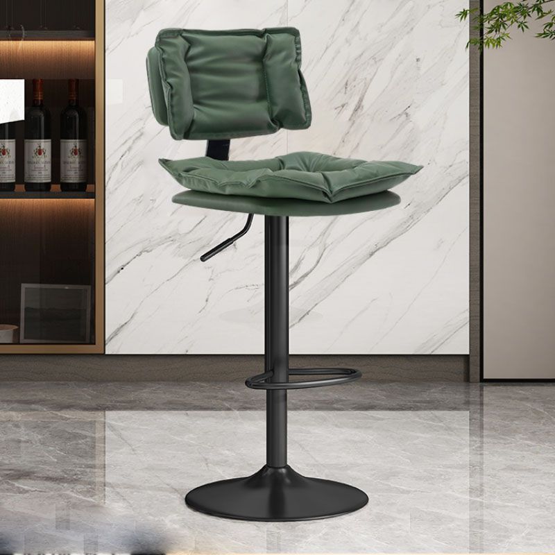 Glam Style Faux Leather Bar Stools Swivel Adjustable Height Bar Stool with Black Base Clearhalo 'Bar Furniture' 'Bar Stools' 'bar_stools' 'furn' 'furn_bar_stools' 'Furniture' 'Kitchen & Dining Furniture' 1200x1200_f2f1f6c1-2bf7-4a10-a0a1-07cee58e177e