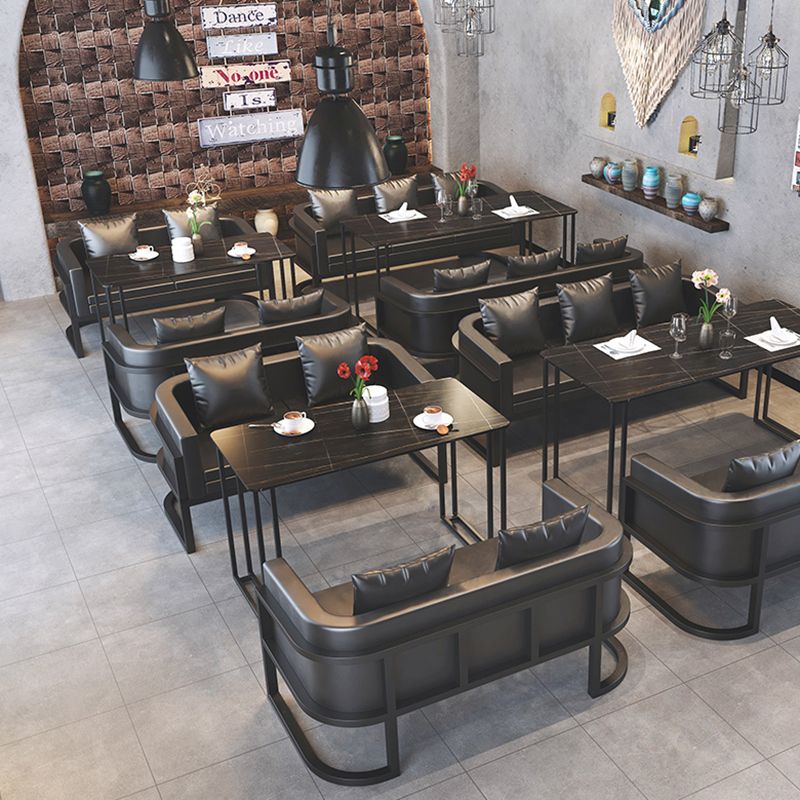 Industrial Sintered Stone Dinner Room Kitchen Table Black Sled Base Table for Dinning Room Clearhalo ' dining_table' 'Dining Tables & Seating' 'Dining Tables' 'furn' 'furn_dining_table' 'Furniture' 'furniture_dining_table' 'Kitchen & Dining Furniture' 'kitchen&dining_furn' 'kitchen' 'kitchen_dining_table' 1200x1200_f2f2083f-fb15-4760-8beb-c97a1c963066