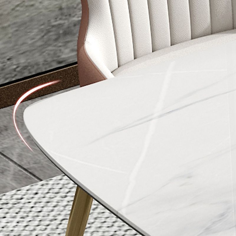 Glam 1/4/5/7 Pieces White Dining Table Set with Sintered Stone Top Scalable Dinette Set Clearhalo 'Dining Room Sets' 'Dining Tables & Seating' 'dining_room_set' 'furn' 'furn_dining_room_set' 'Furniture' 'furniture_dining_room_set' 'Kitchen & Dining Furniture' 1200x1200_f2f32c1c-e079-4e31-8109-a33883a6f2bc