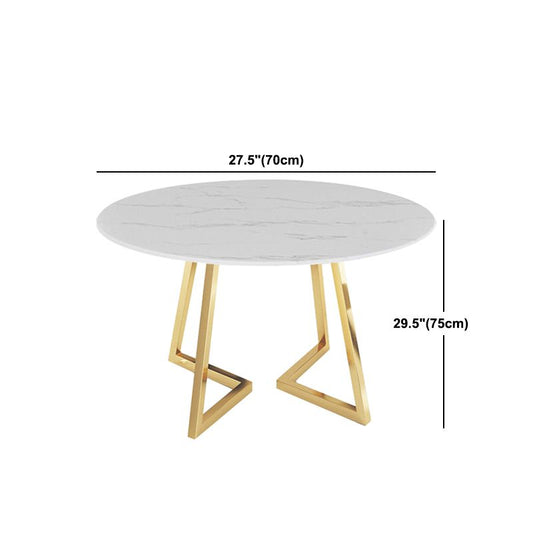 Mesa de comedor de piedra blanca moderna mesa de doble pedestal de metal para cocina
