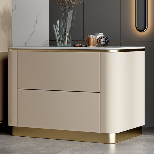 Glamholz-basierter Panel Akzenttisch Nachttisch Schubladen Aufbewahrung Nachttisch