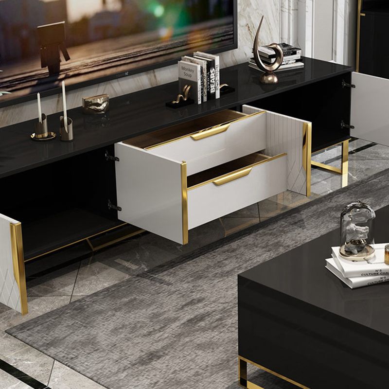 Glam Glass TV Stand Console Enclosed Storage TV Media Stand for Living Room Clearhalo 'furn' 'furn_tv_stands_entertainment_centers' 'Furniture' 'Living Room Furniture' 'TV Stands & Entertainment Centers' 'TV Stands & Media Storage Furniture' 'tv_stands_entertainment_centers' 1200x1200_f2f61c2e-f5a6-4483-afde-81f65c2cd4fc