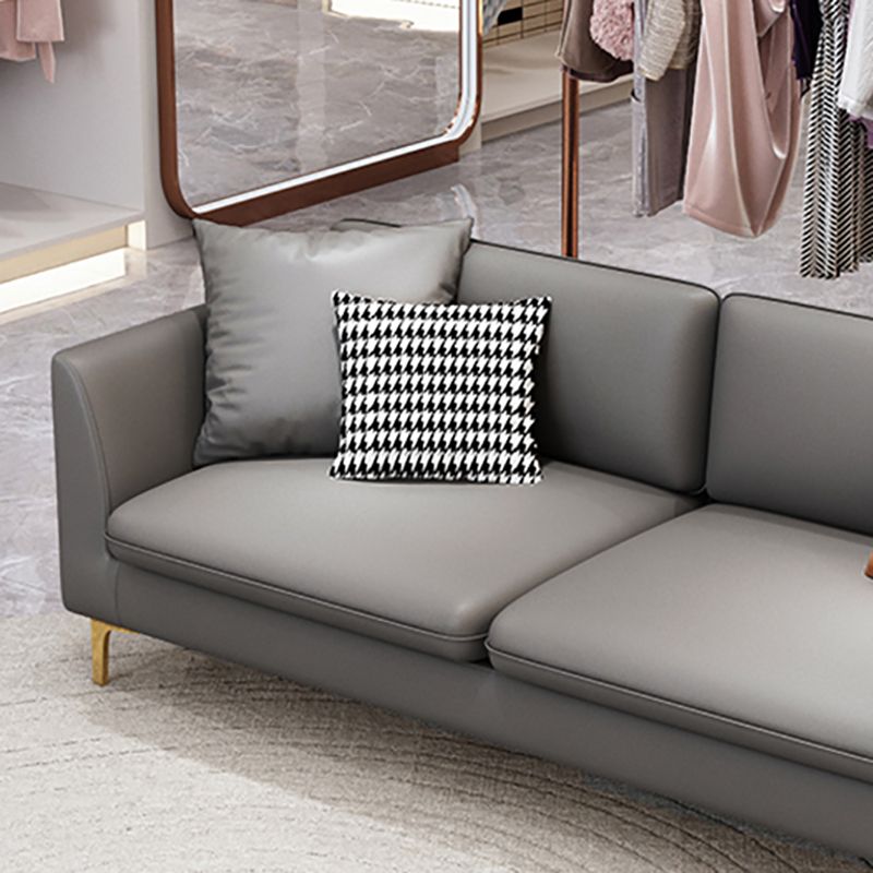 Gold Modern Fabric Sofa with Bolster Pillows 29.53"High Square Arm Sofa Clearhalo 'furn' 'furn_sofas' 'Furniture' 'furniture_sofas' 'kitchen' 'kitchen_sofas' 'Living Room Furniture' 'Sofa' 'sofas' 1200x1200_f2fc605f-1dbd-4c42-bfc1-601a87278c97