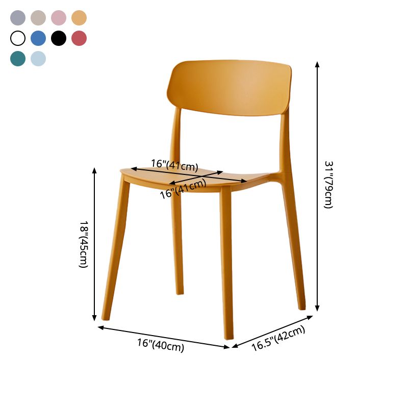 Scandinavian Plastic Restaurant Side Chair Candy Colors Open Back Dining Chair Clearhalo ' kitchen&dining_furn' 'Dining Chairs' 'Dining Tables & Seating' 'dining_chair' 'furn' 'furn_dining_chair' 'Furniture' 'furniture_dining_chair' 'Kitchen & Dining Furniture' 'kitchen' 1200x1200_f2fcabf3-8112-44d9-947c-068e424b4380