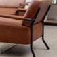 Tufted Back PU Leather Sofa Mid-Century Modern 3-seater Sofa -57" W