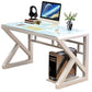 Contemporary Rectangular Computer Desk Toughened Glass Desktop Trestle Base Desk Clearhalo 'furn' 'furn_office_desk' 'Furniture' 'furniture_office_desk' 'Office Desks' 'Office Furniture' 'office_desk' 1200x1200_f2fd3547-7a35-4cd6-b1d0-ff72e47612db