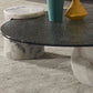 1 table basse moderne simple en verre/marbre, table de cocktail ronde