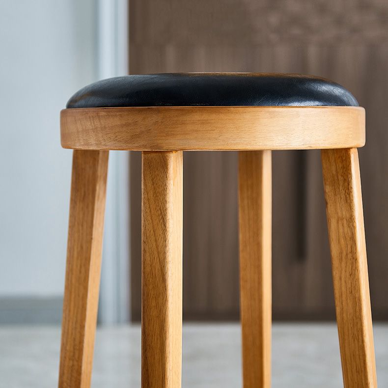 Contemporary Style Bar-stool Round Counter Bar Stool with Wooden Legs for Kitchen Clearhalo 'Bar Furniture' 'Bar Stools' 'bar_stools' 'furn' 'furn_bar_stools' 'Furniture' 'furniture_bar_stools' 'Kitchen & Dining Furniture' 1200x1200_f2ffef49-3f77-4943-b099-4f90a40df21f