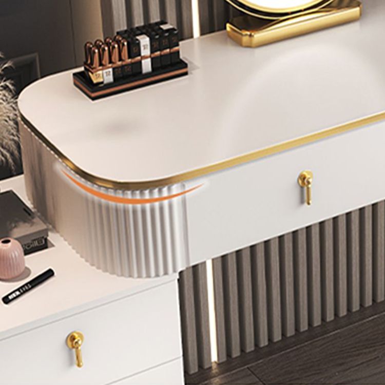 Glam houten frame make -up ijdelheid lade ijdelheid in wit voor slaapkamer