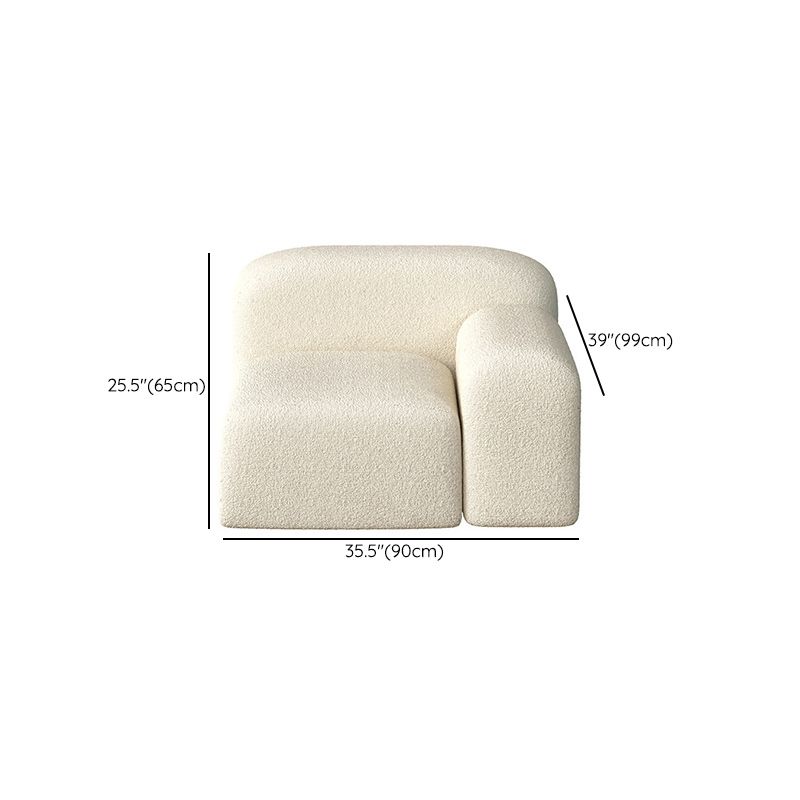 Wool Sofa in White Standard Settee Square Arm Sofa for Living Room