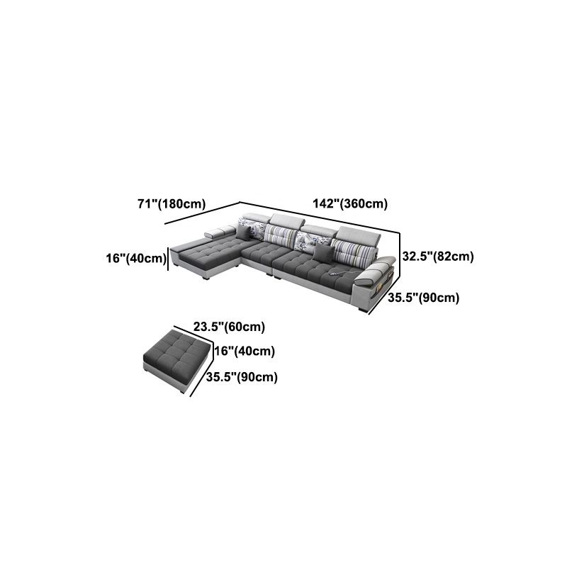 Modular Contemporary Faux Leather and Linen Furniture Sectionals