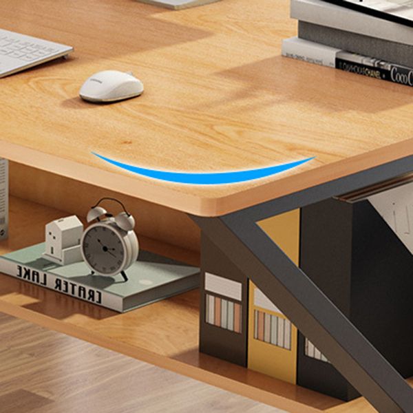 Rectangular Manufactured Wood Writing Desk Contemporary Trestle Base Desk with Shelf Clearhalo 'furn' 'furn_office_desk' 'Furniture' 'Office Desks' 'Office Furniture' 'office_desk' 1200x1200_f304f42f-001a-4ba6-b61b-a43bd14530e0