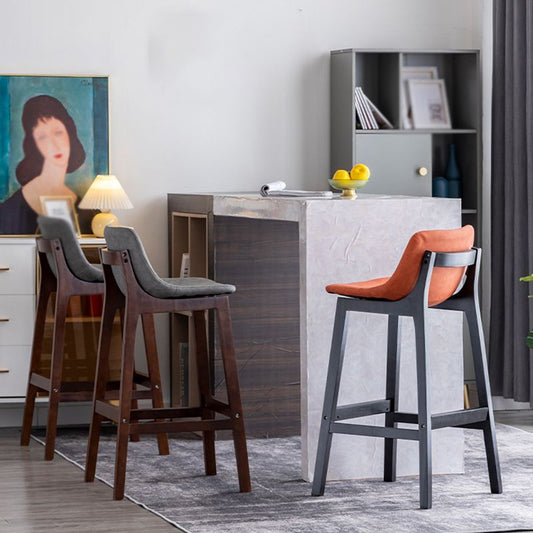 Scandinavia Style Bar-stool Wooden Legs Bucket Seat with Low Back for Kitchen Bar Clearhalo 'Bar Furniture' 'Bar Stools' 'bar_stools' 'furn' 'furn_bar_stools' 'furniture_bar_stools' 'Kitchen & Dining Furniture' 'kitchen&dining_furn' 'kitchen' 'kitchen_furn' Furniture' 1200x1200_f307f50a-3a95-4da1-8875-eed69a191a27