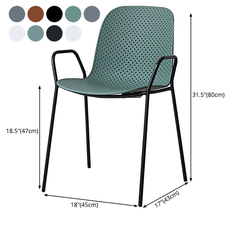 Industrial Style Kitchen Plastic Dining Chairs Dining Stackable Arm Chairs with Metal Legs Clearhalo ' kitchen&dining_furn' 'Dining Chairs' 'Dining Tables & Seating' 'dining_chair' 'furn' 'furn_dining_chair' 'Furniture' 'furniture_dining_chair' 'Kitchen & Dining Furniture' 'kitchen' 1200x1200_f3086a0a-6c1f-4779-8ed6-acfba004be40