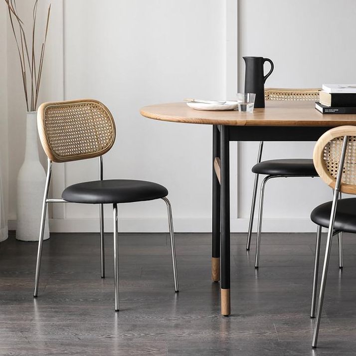 Faux Leather Side Chair Contemporary Cane Back Dining Chair for Indoor Clearhalo 'Dining Chairs' 'Dining Tables & Seating' 'dining_chair' 'furn' 'furn_dining_chair' 'Furniture' 'furniture_dining_chair' 'Kitchen & Dining Furniture' 1200x1200_f30966f8-7b12-453c-a7bf-5e98b0279fee