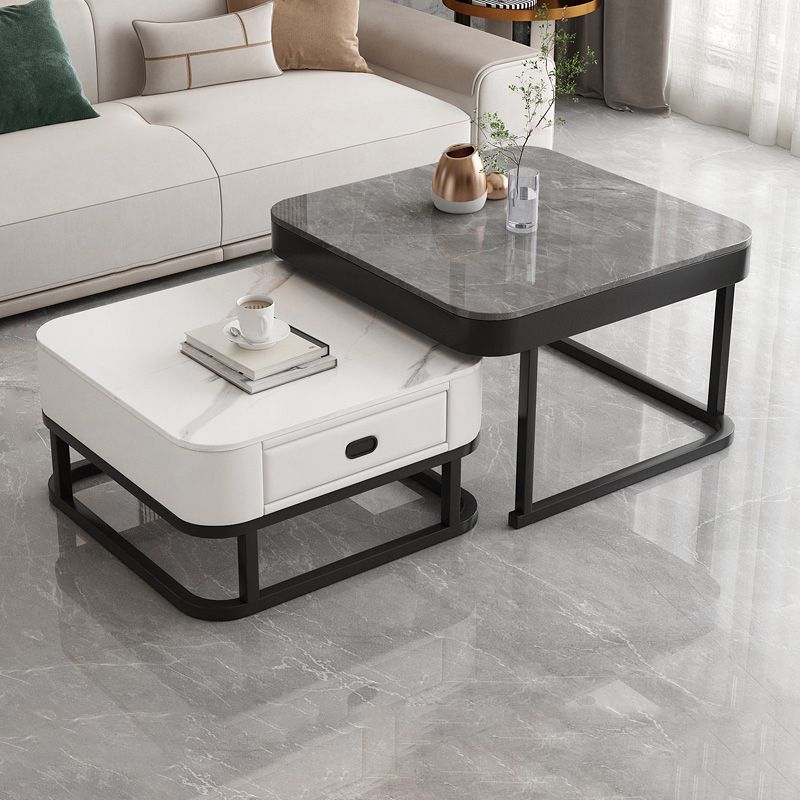 Ensemble de table basse carrée Frame Ensemble de table basse gigogne Glam avec tiroir