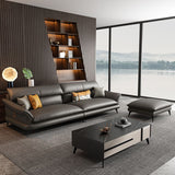 Glam Settee Genuine Leather Black Living Room Flared Arm Cushions Standard Sofa Clearhalo 'furn' 'furn_sofas' 'Furniture' 'Living Room Furniture' 'Sofa' 'sofas' 1200x1200_f30b95b6-ff9e-49bb-b1fe-f2131f59e4db