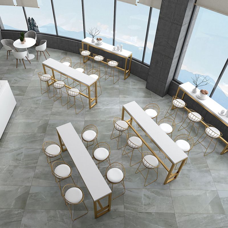 White Glam Style Bar Table in Metal and Wood Bar Indoor Bar Counter Clearhalo 'Bar Furniture' 'Bar Tables' 'bar_tables' 'furn' 'furn_bar_tables' 'Furniture' 'furniture_bar_tables' 'Kitchen & Dining Furniture' 1200x1200_f30bbb1d-2ab8-45a3-844c-915f3098cb1f
