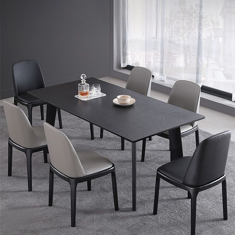 Rectangle 4 Legs Industrial Table Black Fixed Table of Sintered Stone Clearhalo ' dining_table' 'Dining Tables & Seating' 'Dining Tables' 'furn' 'furn_dining_table' 'Furniture' 'furniture_dining_table' 'Kitchen & Dining Furniture' 'kitchen&dining_furn' 'kitchen' 'kitchen_dining_table' 1200x1200_f30f66fa-7b43-4be2-adbb-afdec9709e22