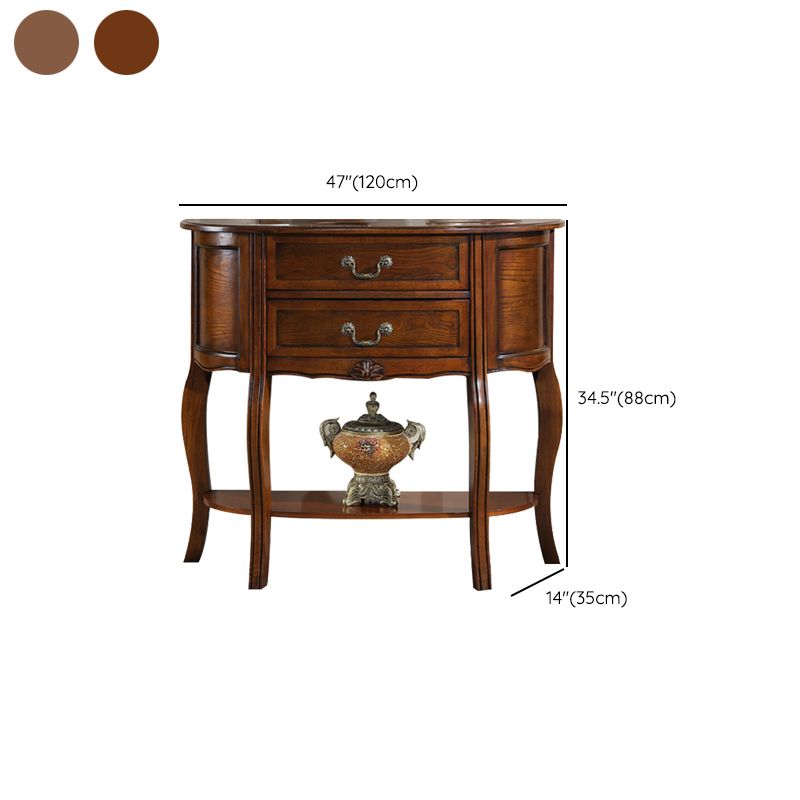 14 inch Wide Console Table Mid-Century Modern Half Moon Wood Accent Table