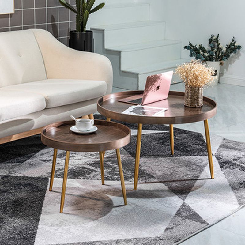 4 Legs Round Coffee Table Modern Wood Coffee Table in Brown/Black Clearhalo 'Coffee & Accent Tables' 'Coffee Tables' 'coffee_tables' 'furn' 'furn_coffee_tables' 'Furniture' 'furniture_coffee_tables' 'Living Room Furniture' 1200x1200_f310e3aa-3a6d-4dbf-b5ee-366fd408e8ad