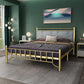 Glam -standaardbed met rechthoekig paneelhoofdeinde en metalen benen bed