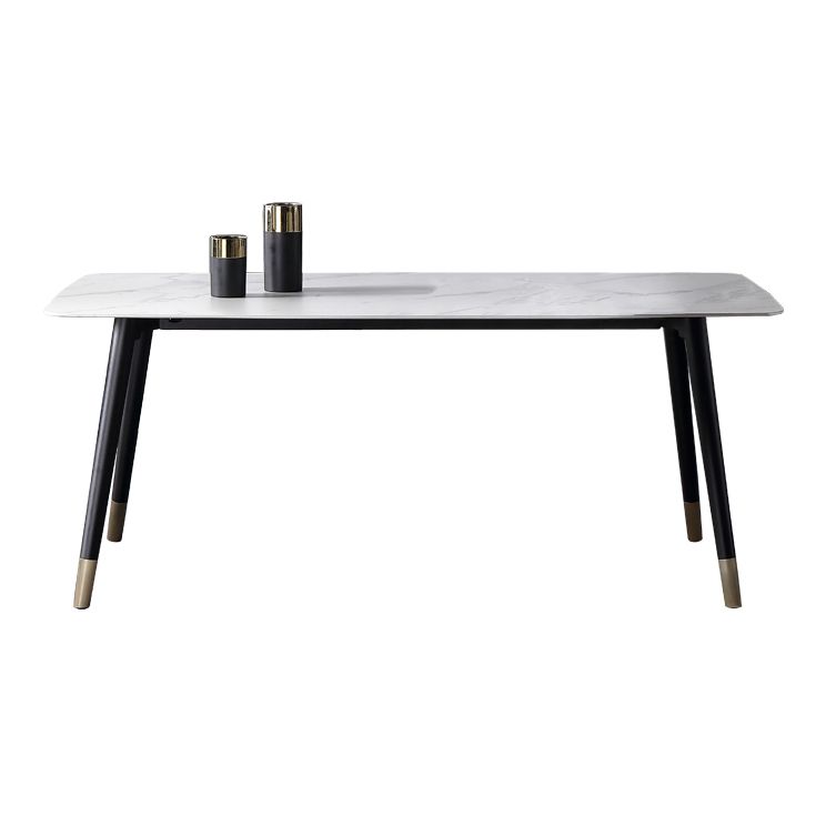 Traditional Luxury Dining Table Rectangle Sintered Stone 4 Legs Dining Table with Black Frame Clearhalo ' dining_table' 'Dining Tables & Seating' 'Dining Tables' 'furn' 'furn_dining_table' 'Furniture' 'furniture_dining_table' 'Kitchen & Dining Furniture' 'kitchen&dining_furn' 'kitchen' 'kitchen_dining_table' 1200x1200_f3126e34-fc1b-4035-8414-fb3c5b4dc491
