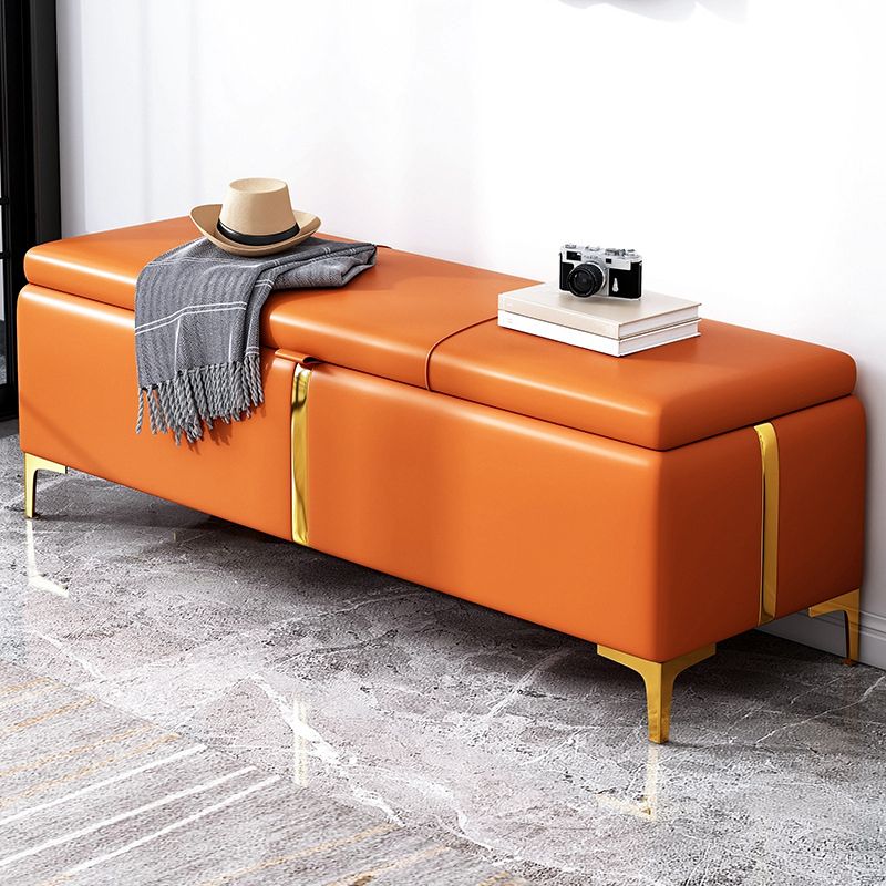 15.4" W Glam Upholstered Ottoman Bench Cushioned Seating Bench Clearhalo 'Benches' 'Chairs & Seating' 'furn' 'furn_benches' 'Furniture' 'Living Room Furniture' 1200x1200_f31504cc-584a-402f-a324-bfb2d9fea93b