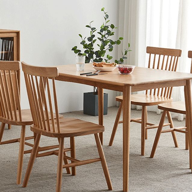 Modern Oak Wood Table in Nature Rectangle Dining Table with Wooden Base and 4 Legs Clearhalo ' dining_table' 'Dining Tables & Seating' 'Dining Tables' 'furn' 'furn_dining_table' 'Furniture' 'furniture_dining_table' 'Kitchen & Dining Furniture' 'kitchen&dining_furn' 'kitchen' 'kitchen_dining_table' 1200x1200_f31545d6-ce00-4813-bfbd-4634699596c7