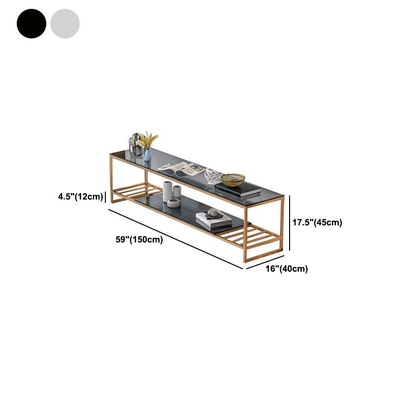 17.72 "H TV Stand Open Rangement Glam Style Console TV avec 2 étagères pour le salon