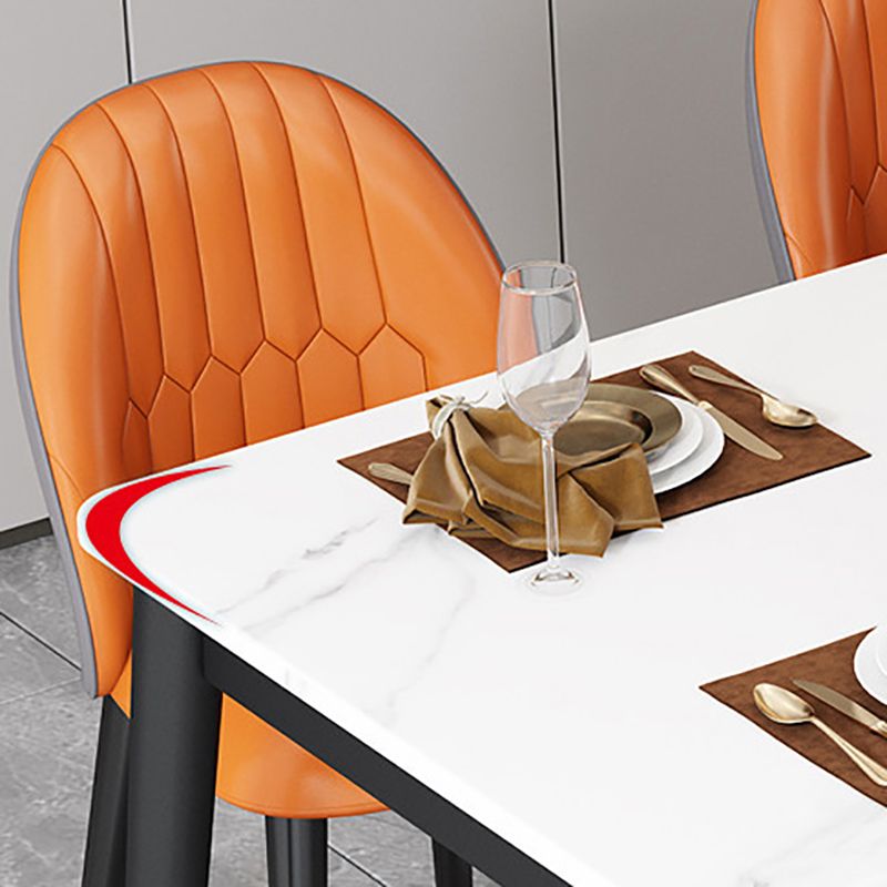 Stone Top Dining Table Rectangle Contemporary Table with 4 Black Legs Clearhalo 'Dining Tables & Seating' 'Dining Tables' 'dining_table' 'furn' 'furn_dining_table' 'Furniture' 'furniture_dining_table' 'Kitchen & Dining Furniture' 'kitchen' 'kitchen_dining_table' 1200x1200_f31679b4-4dd5-4b42-9b3b-5d0769fce5b0
