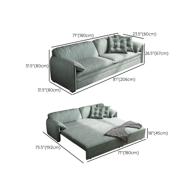 Nordic Upholstered Sleeper Sofa Pillow Top Arm Sofa Bed in Green Clearhalo 'furn' 'furn_futons' 'Furniture' 'Futons & Daybeds' 'Futons' 'Living Room Furniture' 1200x1200_f317e638-78cd-4a7a-8912-462d57112d6a