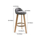 Modern Solid Wood base Bar Stool Upholstered Footrest Bar Stool