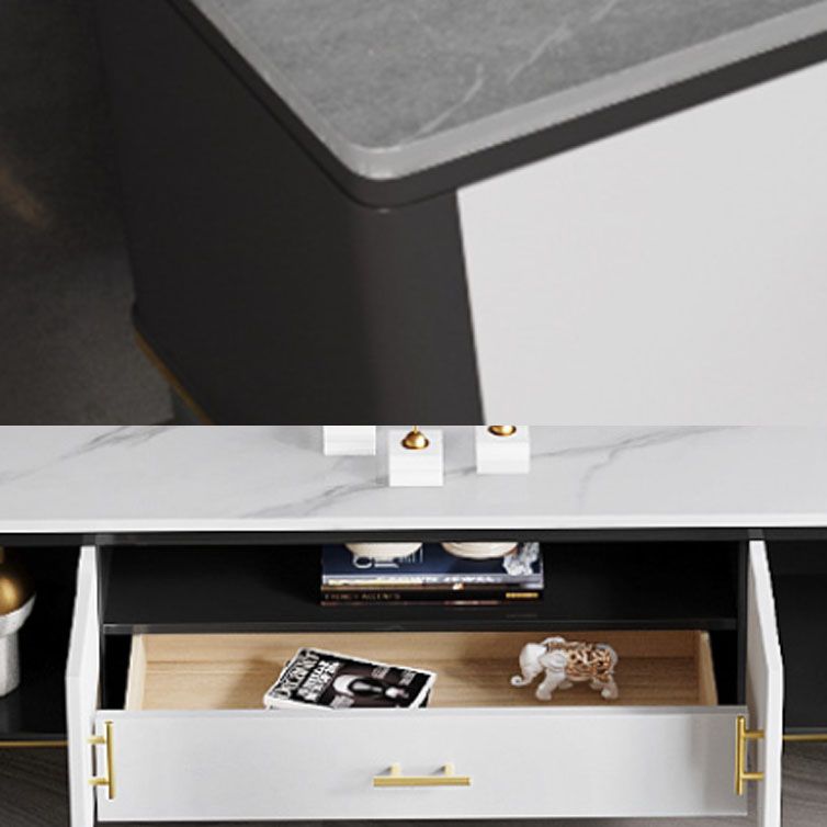 Stone Media Console Glam Faux Wood 1 Drawer TV Console with Doors Clearhalo 'furn' 'furn_tv_stands_entertainment_centers' 'Furniture' 'Living Room Furniture' 'TV Stands & Entertainment Centers' 'TV Stands & Media Storage Furniture' 'tv_stands_entertainment_centers' 1200x1200_f3197b8d-cd4c-474e-916d-2338aca9685b
