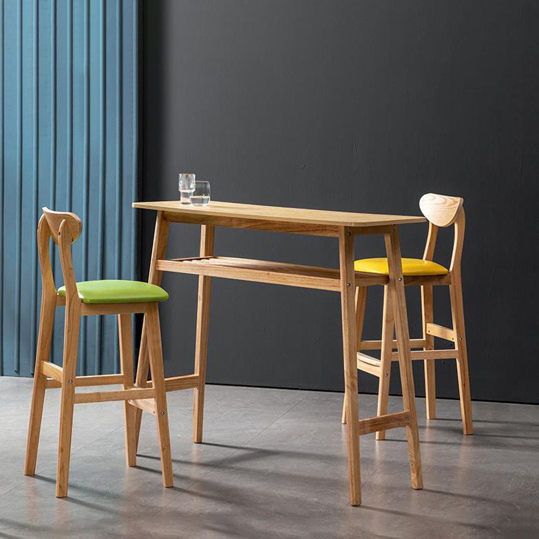 Scandinavian Wood Stool Rectangle Seat Upholstered Counter Stool