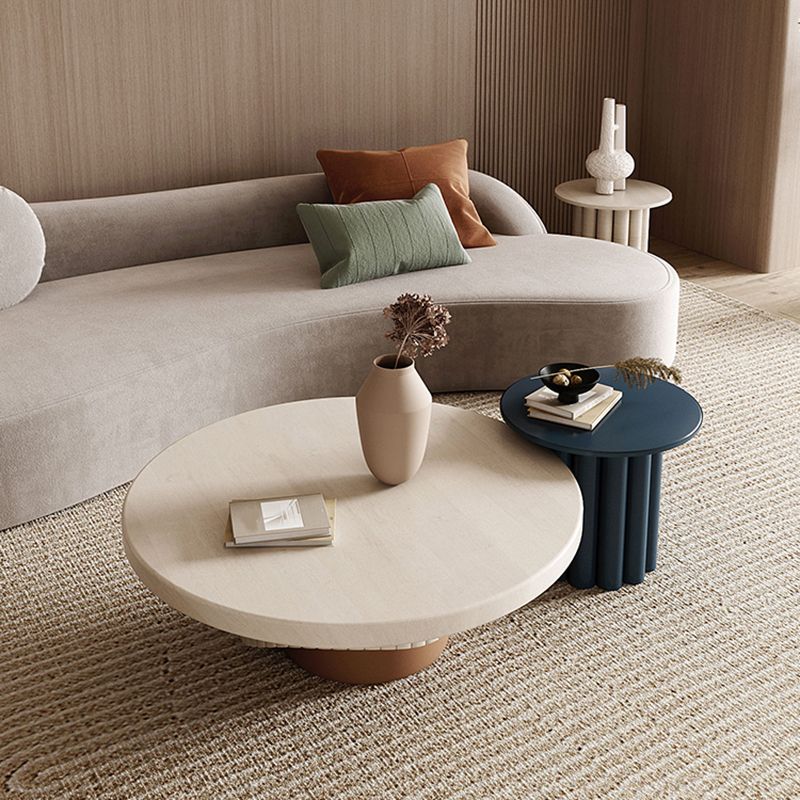 Noordse houten voetstuk salontafel macaroon ronde nestelende salontafel