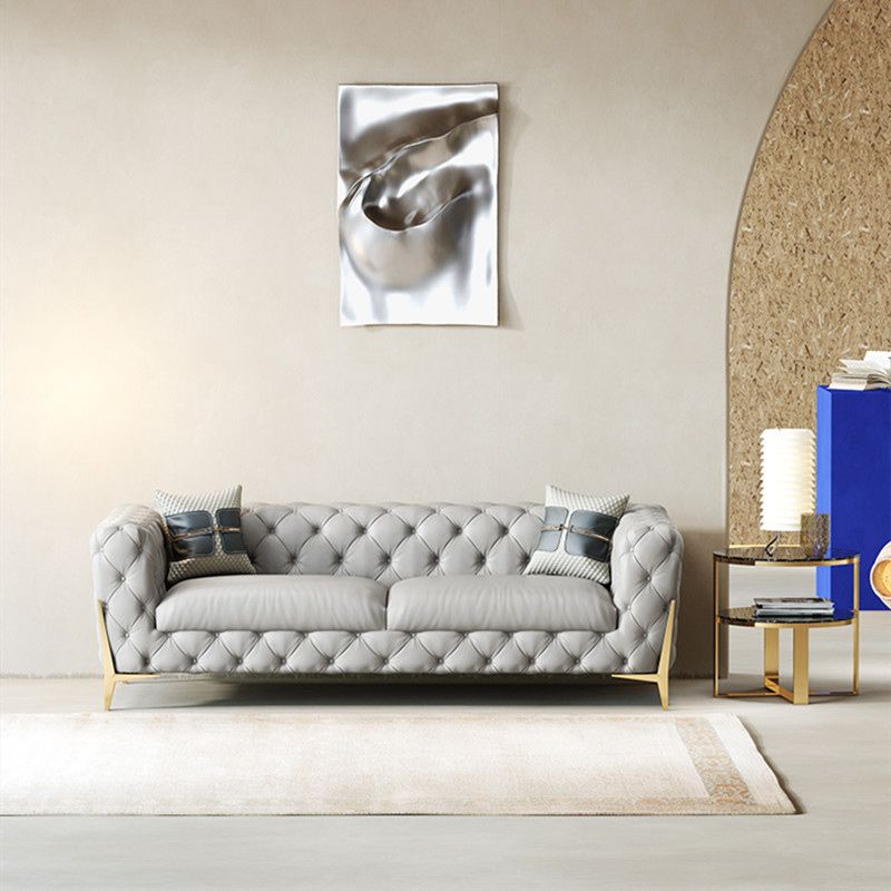 Sofá contemporáneo con mechones en gris 30.31 "Sofá de brazo de esmoquin de alto Tuxedo