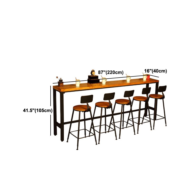 Solid Wood Bar Table Industrial Bar Dining Table with Black Trestle Base Clearhalo 'Bar Furniture' 'Bar Tables' 'bar_tables' 'furn' 'furn_bar_tables' 'Furniture' 'Kitchen & Dining Furniture' 1200x1200_f323e484-380b-4dd7-af2d-1ba20469a4c3
