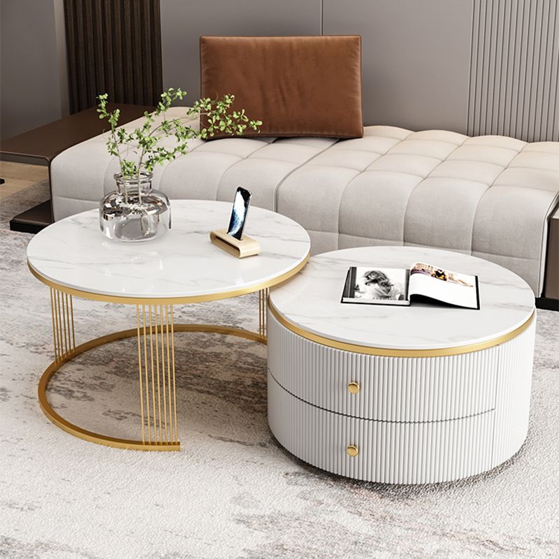 Slate Round Coffee Table Frame Nesting Coffee Table Set for Living Room Clearhalo 'Coffee & Accent Tables' 'Coffee Tables' 'coffee_tables' 'furn' 'furn_coffee_tables' 'Furniture' 'Living Room Furniture' 1200x1200_f32433b2-2f4e-484f-b500-4434f8121478