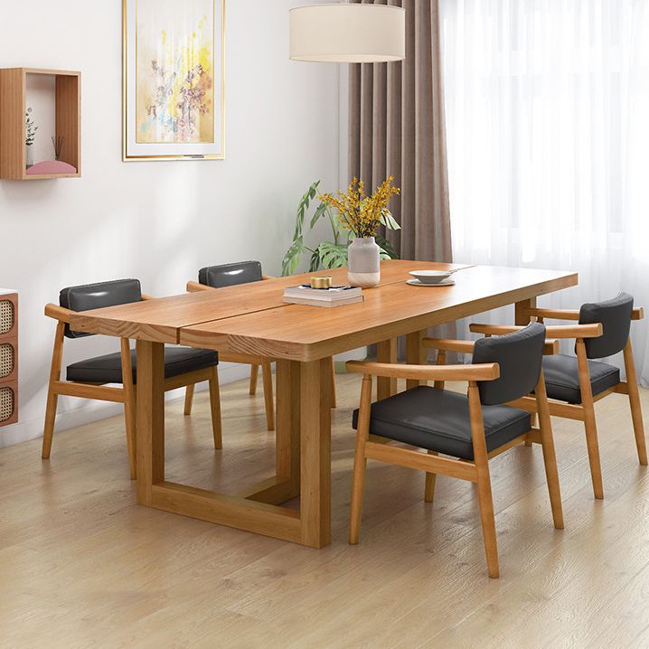 Pine Wood Dining Table Contemporary Table with Double Pedestal Base Clearhalo 'Dining Tables & Seating' 'Dining Tables' 'dining_table' 'furn' 'furn_dining_table' 'Furniture' 'Kitchen & Dining Furniture' 1200x1200_f324865d-472f-4756-8ff3-14e0fffcf5ae